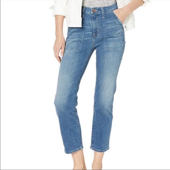 J. CREW HIGH RISE UTILITY JEANS SIZE 27/4 CARGO POCKETS HIGH WAIST CROP